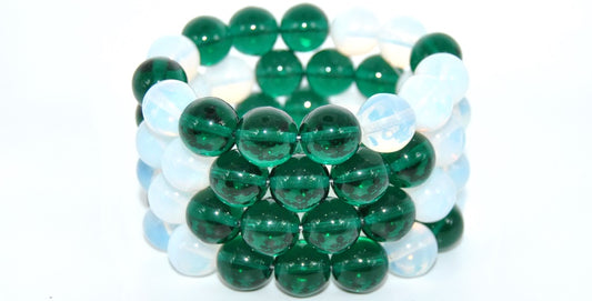 Round Pressed Glass Beads Druck, Mixed Colors 2 (12-MIX-2), Glass, Czech Republic ~ STRANDED