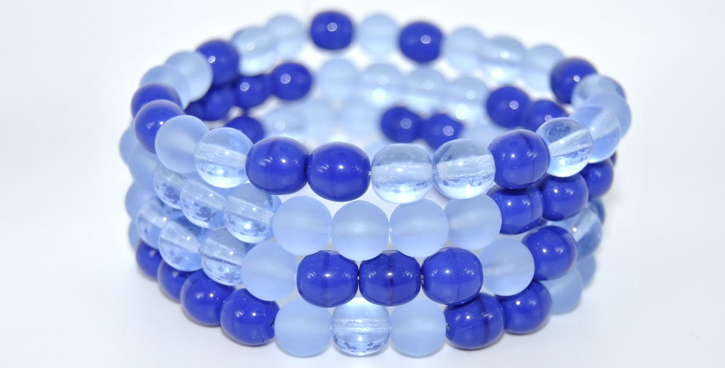 Round Pressed Glass Beads Druck, Mixed Colors 5 (8-MIX-5), Glass, Czech Republic ~ STRANDED