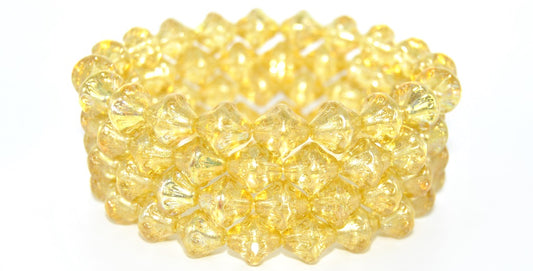 アウトレット 10グラム ランタンプレスガラスビーズ、11 x 11 mm、クリスタルライトイエローAb（00030-34302-AB）、ガラス、チェコ共和国