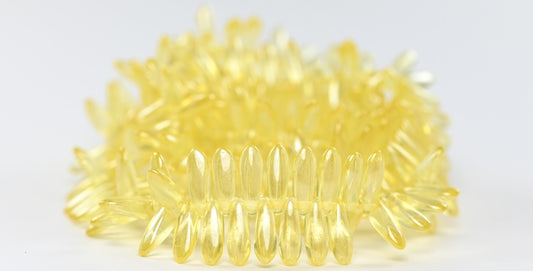 Dagger Pressed Glass Beads, Crystal Luster Yellow Full Coated (00030-14483), Glass, Czech Republic