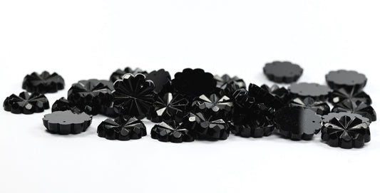 アウトレット 10グラム カボションガラス、16 x 16 mm、ブラック (23980)、ガラス、チェコ共和国