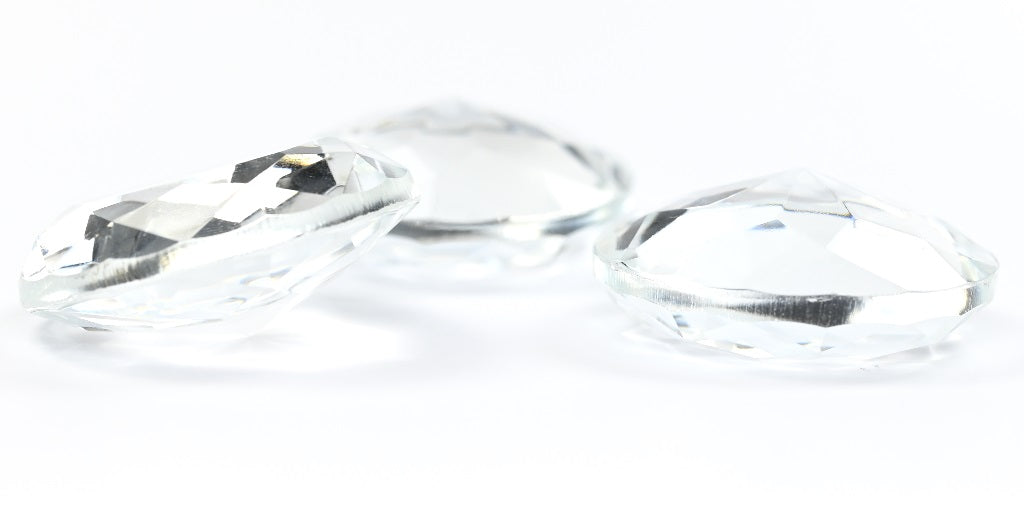 ファセットガラスカボション（穴なし）、クリスタル（00030）、ガラス、チェコ共和国～STRANDED