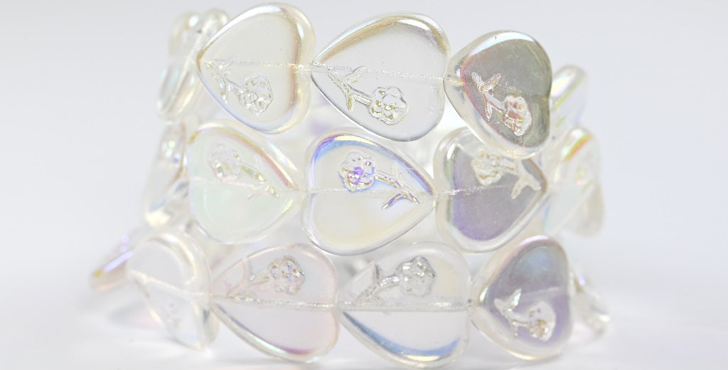 OUTLET 10 grams 2-Hole Heart Beads, 17 x 16 mm, Crystal Ab (00030-28701), Glass, Czech Republic