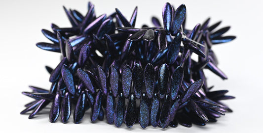OUTLET 10 grams Dagger Beads, 5 x 6 mm, Black Blue Iridiscent (23980-86966), Glass, Czech Republic