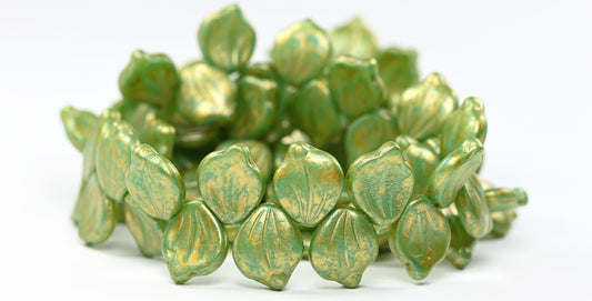 Leaf Petal Pressed Glass Beads, White 86720 84307 (02010-86720-84307), Glass, Czech Republic