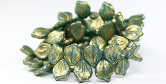 Leaf Petal Pressed Glass Beads, White 86720 84308 (02010-86720-84308), Glass, Czech Republic