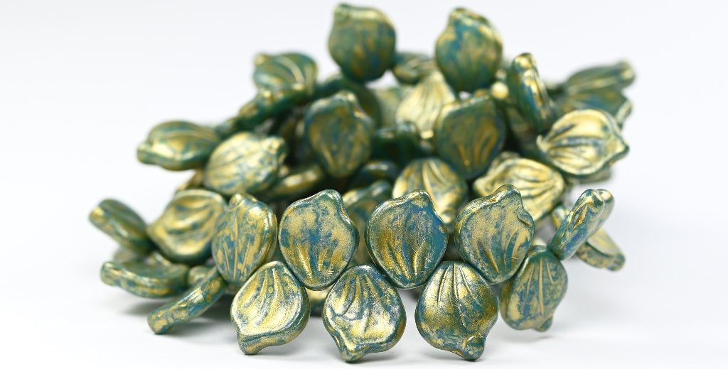 OUTLET 10 grams Peony Petal Beads, 12 x 15 mm, White Gold Splash 84308 (02010-86720-84308), Glass, Czech Republic