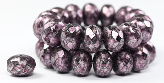 Faceted Special Cut Rondelle Fire Polished Beads, Black Hematite 34301 34306 (23980-14400-34301-34306), Glass, Czech Republic