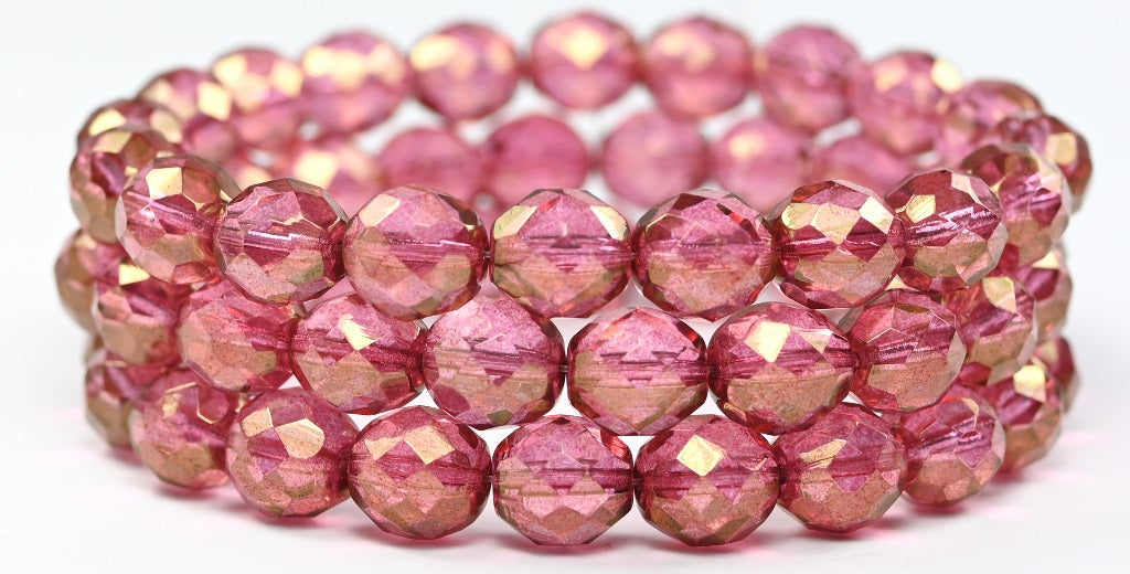 OUTLET 10 grams Faceted Round Fire Polished Beads, 10 x 10 mm, Crystal Luster Red Full Coated (00030-14495), Glass, Czech Republic