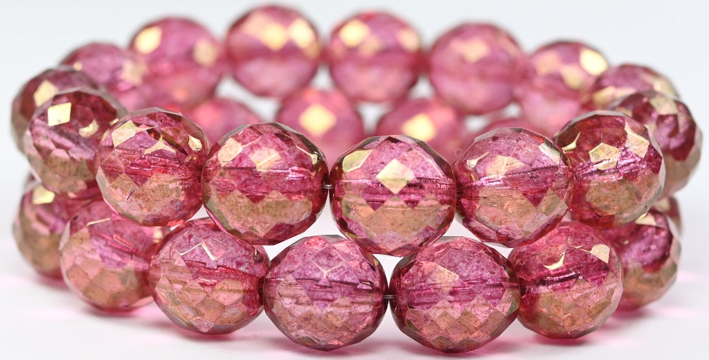 Fire Polished Round Faceted Beads, Crystal Luster Red Full Coated (00030-14495), Glass, Czech Republic