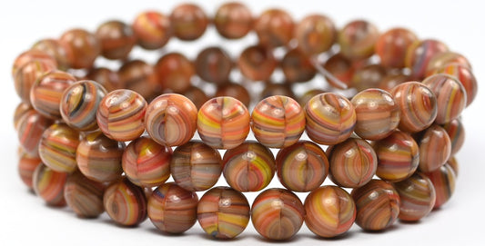 Round Pressed Glass Beads Druck, Mixed Colors 2 (MIX-2), Glass, Czech Republic