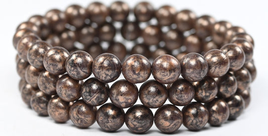 Round Pressed Glass Beads Druck, Black 86750 (23980-86750), Glass, Czech Republic