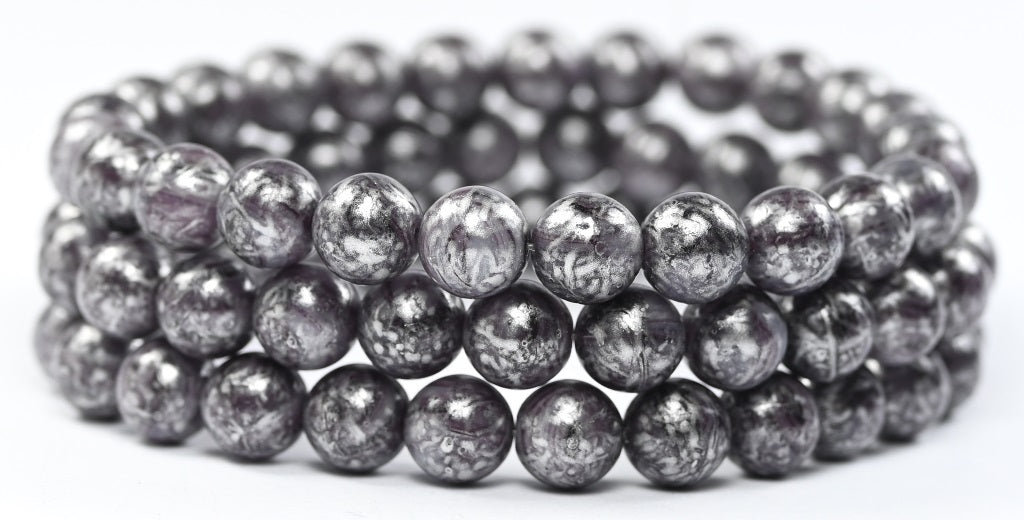 Round Pressed Glass Beads Druck, Black 86700 (23980-86700), Glass, Czech Republic