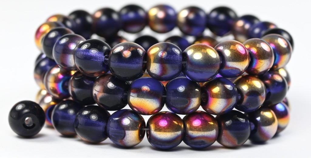 Round Pressed Glass Beads Druck with big hole, Transparent Light Amethyst Sliperit (20500-29500), Glass, Czech Republic