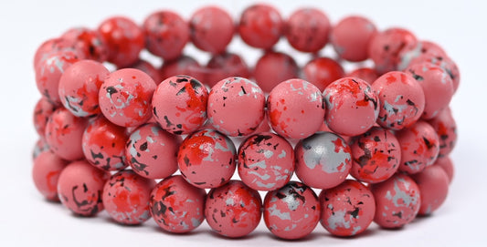 Round Pressed Glass Beads Druck, Camo 33210 (CAMO-33210), Glass, Czech Republic