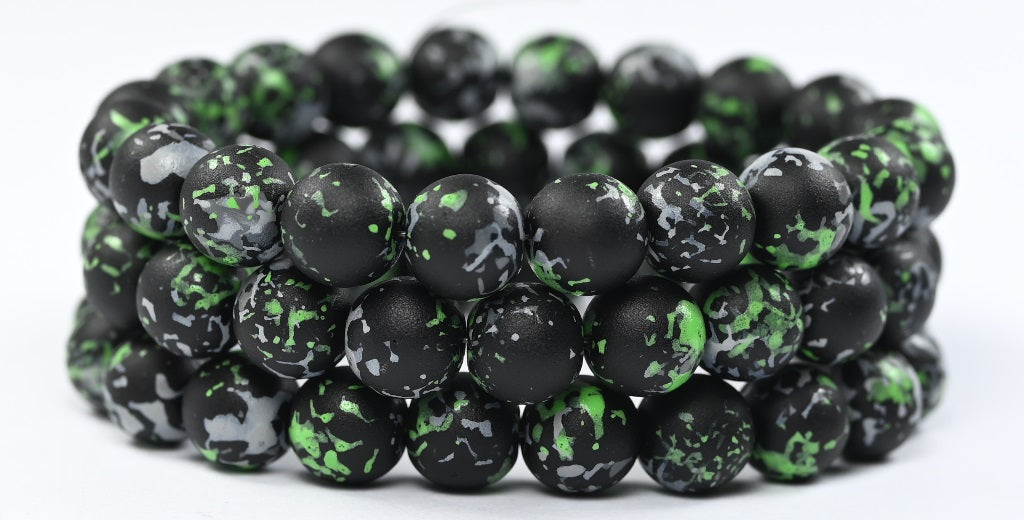 Round Pressed Glass Beads Druck, Camo 33203 (CAMO-33203), Glass, Czech Republic