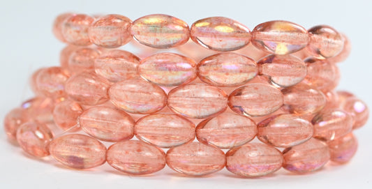 Olive Oval Pressed Glass Beads, Crystal 34306 (00030-34306), Glass, Czech Republic