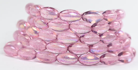 Olive Oval Pressed Glass Beads, Crystal 34305 (00030-34305), Glass, Czech Republic