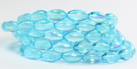 Olive Oval Pressed Glass Beads, Crystal 34308 (00030-34308), Glass, Czech Republic