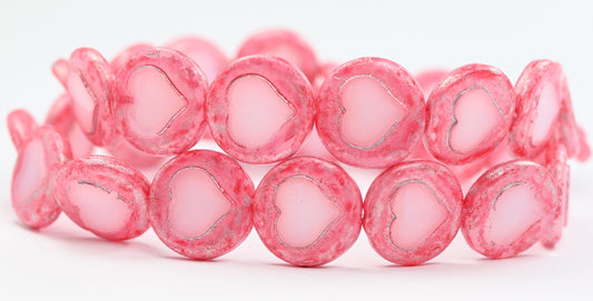 心形桌切圆珠 粉色，玻璃，捷克共和国