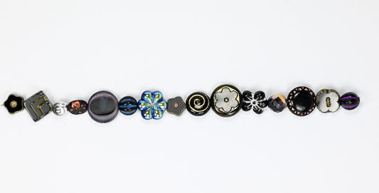 3 Stk. Stranded Bead Mix Schwarz, Glas, Tschechische Republik