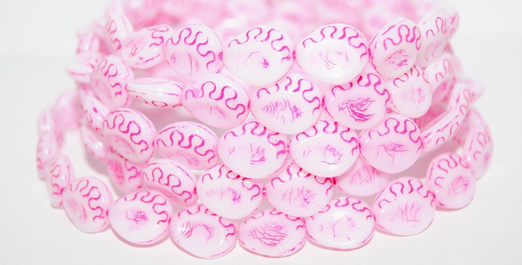 Tear Oval Pressed Glass Beads, White 46470B (02010-46470B), Glass, Czech Republic