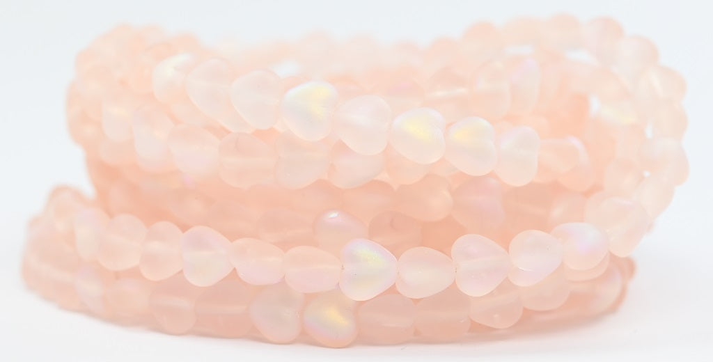 OUTLET 10 grams Heart Beads, Transparent Pink Matte Ab (70110-84100-28701), Glass, Czech Republic