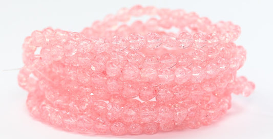 Heart Pressed Glass Beads, Crystal Light Pink Crack (00030-34304-CRACK), Glass, Czech Republic