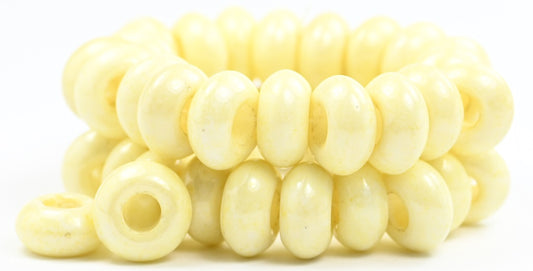 Ring Spacer Beads, White Luster Yellow Full Coated (02010-14483), Glass, Czech Republic