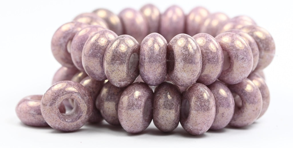 Ring Spacer Beads, White Luster Lila (02010-14494), Glass, Czech Republic