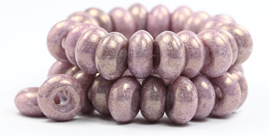 Ring Spacer Beads, White Luster Lila (02010-14494), Glass, Czech Republic