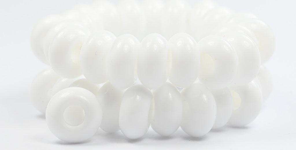 Ring Spacer Beads, White (02010), Glass, Czech Republic