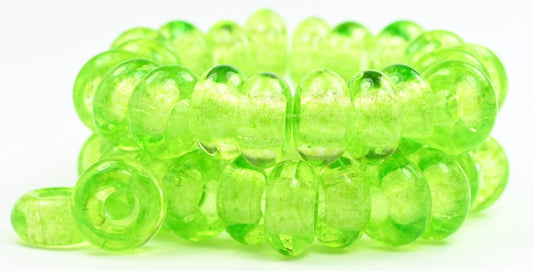 Pressed Glass Beads Pillow, 168 Crystal Light Green (168-00030-34310), Glass, Czech Republic