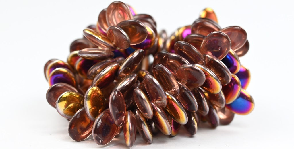 Lentil Flat Oval Pressed Glass Beads, Crystal Sliperit (00030-29500), Glass, Czech Republic