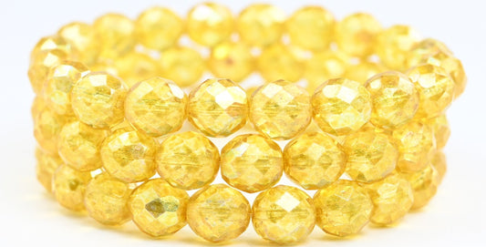 Fire Polished Round Faceted Beads, Crystal Light Yellow (00030-34302), Glass, Czech Republic