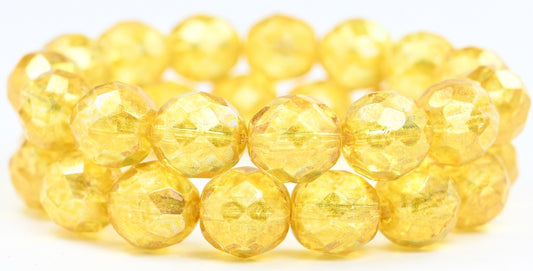 Fire Polished Round Faceted Beads, Crystal Light Yellow (00030-34302), Glass, Czech Republic