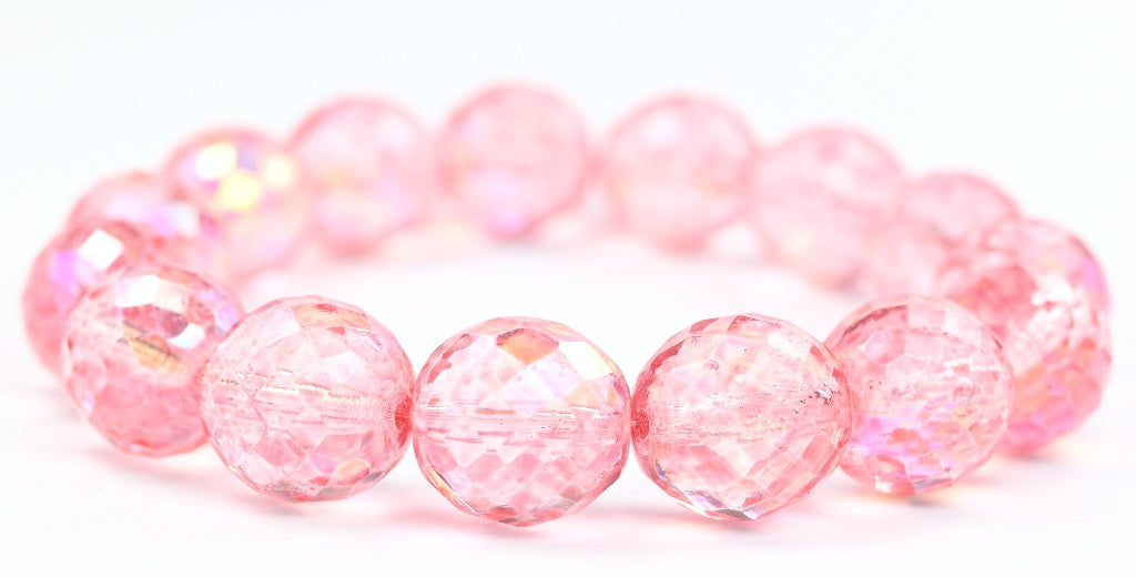 Fire Polished Round Faceted Beads, Crystal Light Pink (00030-34304), Glass, Czech Republic