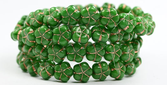 5 瓣花压珠，混合绿宝石水晶铜衬里 (56100-54200)，玻璃，捷克共和国