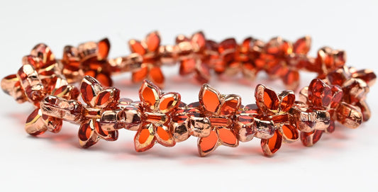 テーブルカットバタフライビーズ、透明オレンジローズゴールドカプリ2X（90040-27101-2X）、ガラス、チェコ共和国
