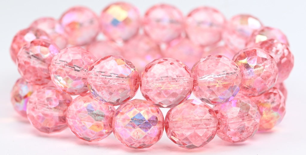 Fire Polished Round Faceted Beads, Crystal Light Pink (00030-34304), Glass, Czech Republic