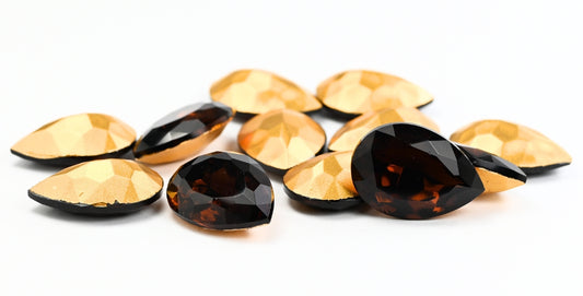 Teardrop Pointed Back Cabs, Smoke Topaz Simi (SMOKE-TOPAZ-SIMI), Glass, Czech Republic ~ STRANDED