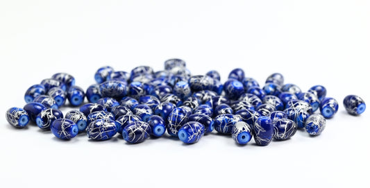 Pressed Beads,  (blue), Glass, Czech Republic