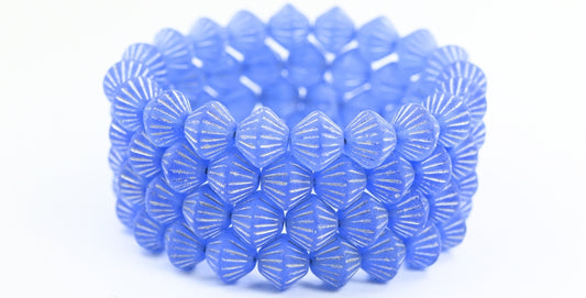 Lantern Bicone Pressed Glass Beads, Transparent Blue Silver Lined (30030-54201), Glass, Czech Republic