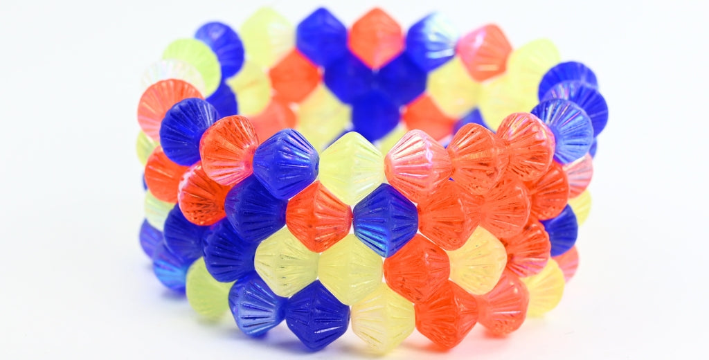 Pressed Glass Beads Pillow, 10 Color Mixed Colors 2 Ab (10-COLOR-MIX-2-AB), Glass, Czech Republic