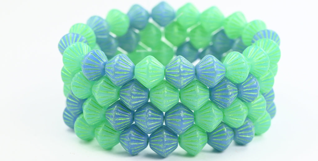 Lantern Bicone Pressed Glass Beads, Color Mixed Colors 7 43813 (COLOR MIX 7-43813), Glass, Czech Republic