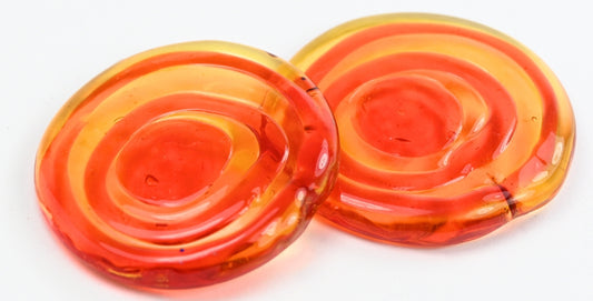 Pressed Beads,  (orange), Glass, Czech Republic