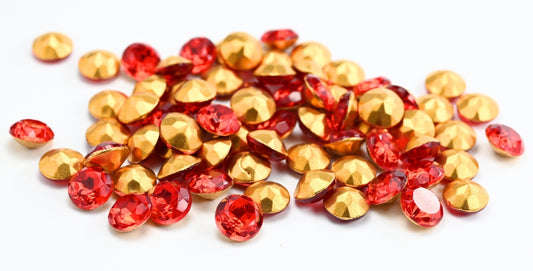 Round Druck Beads, Siam Ruby Foiled (), Glass, Czech Republic