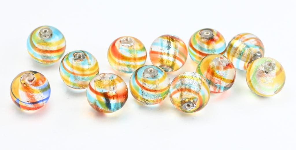 Czech Glass Hand Made Lampwork Beads Lines With Aventurine, A (A), Glass, Czech Republic