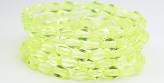 Twisted Oval Pressed Glass Beads, Transparent Yellow (80130), Glass, Czech Republic