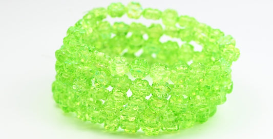 Hawaii Flower Pressed Glass Beads, Crystal Light Green Ab (00030-34310-AB), Glass, Czech Republic